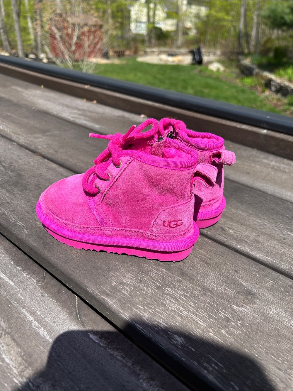 UGG Pink Suede Lace-Up Ankle Bootie - Picture 6 of 7